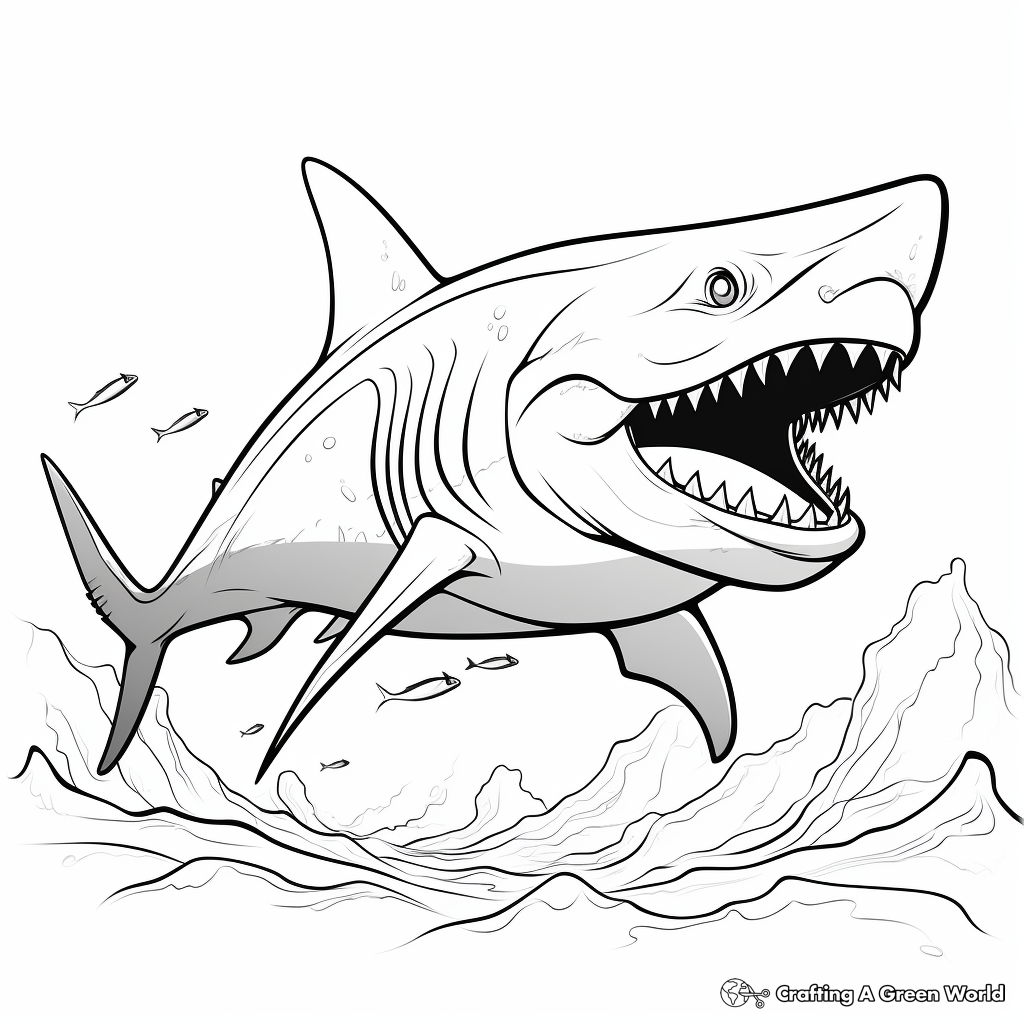 Fierce Megalodon Shark Coloring Pages 4