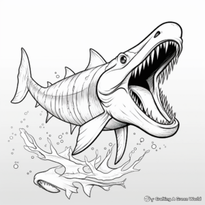 Fierce Mosasaurus with Open Jaws Coloring Pages 1