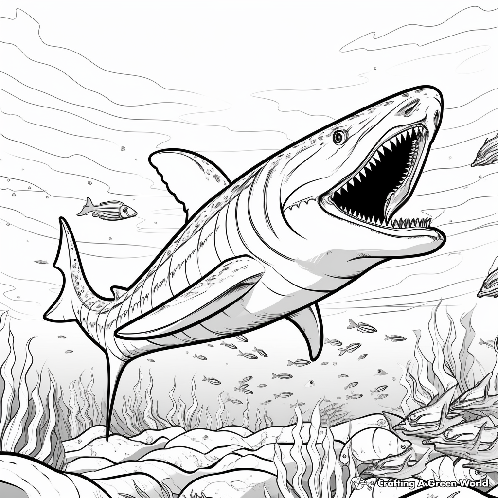 Fierce Mosasaurus with Open Jaws Coloring Pages 4