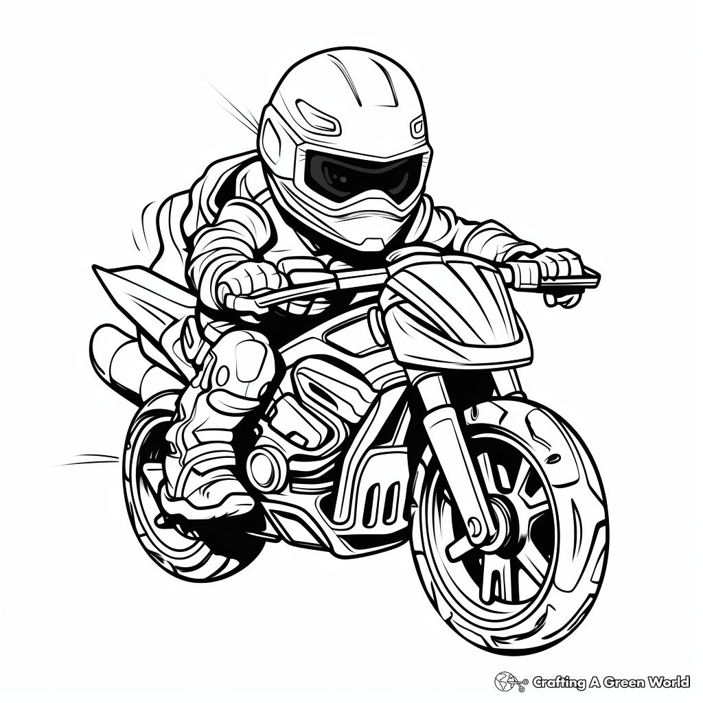 Fierce Ninja Motorcycle Coloring Pages for Kids 1