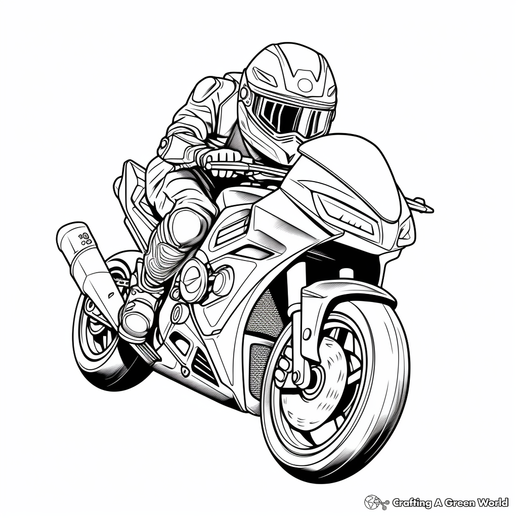 Fierce Ninja Motorcycle Coloring Pages for Kids 3