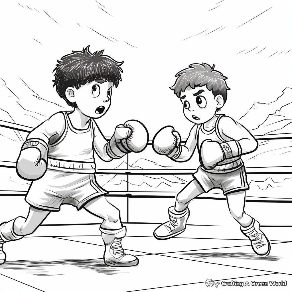 Fierce Olympic Boxing Match Coloring Pages 1