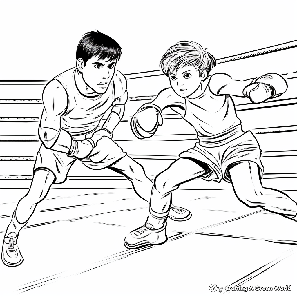 Fierce Olympic Boxing Match Coloring Pages 4