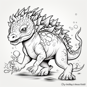 Fierce Pachycephalosaurus Battling with Other Dinosaurs Coloring Pages 2