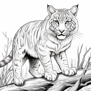Fierce Wild Bobcat Coloring Pages 2
