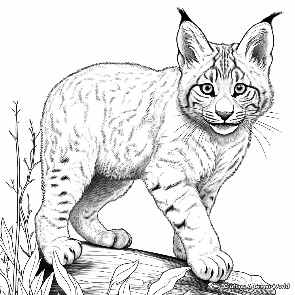 Fierce Wild Bobcat Coloring Pages 4