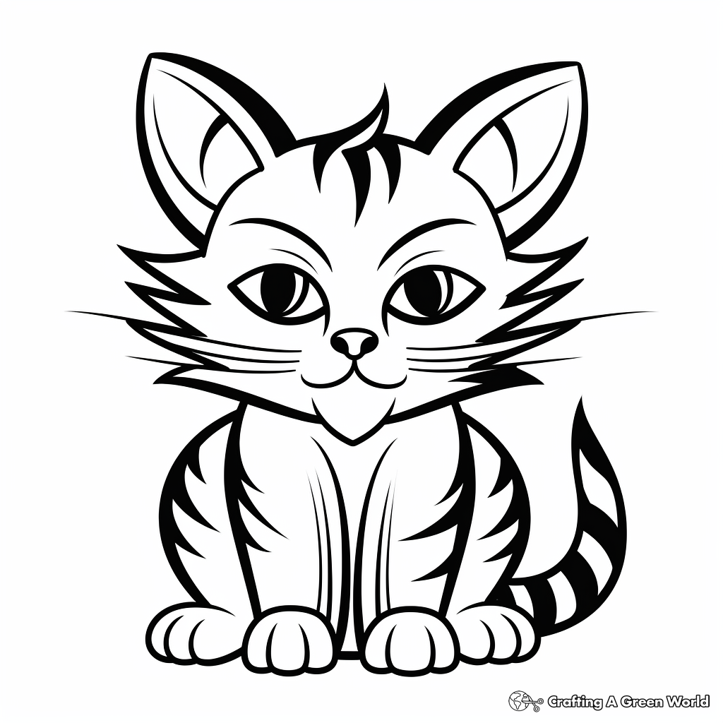 Fierce Wild Striped Cat Coloring Pages 1