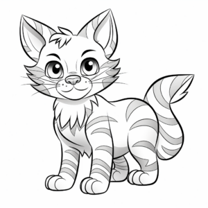 Fierce Wild Striped Cat Coloring Pages 2