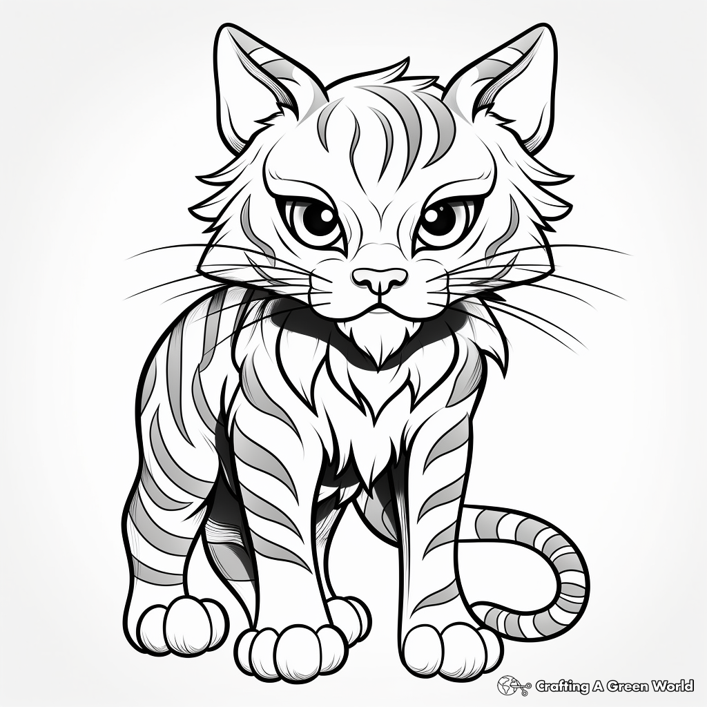 Fierce Wild Striped Cat Coloring Pages 3