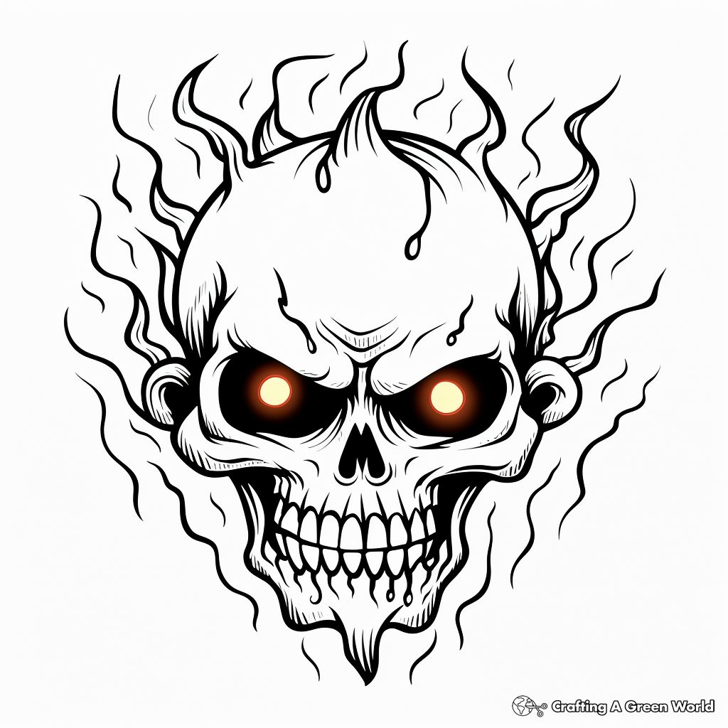 Fiery Flaming Skull Coloring Pages 4