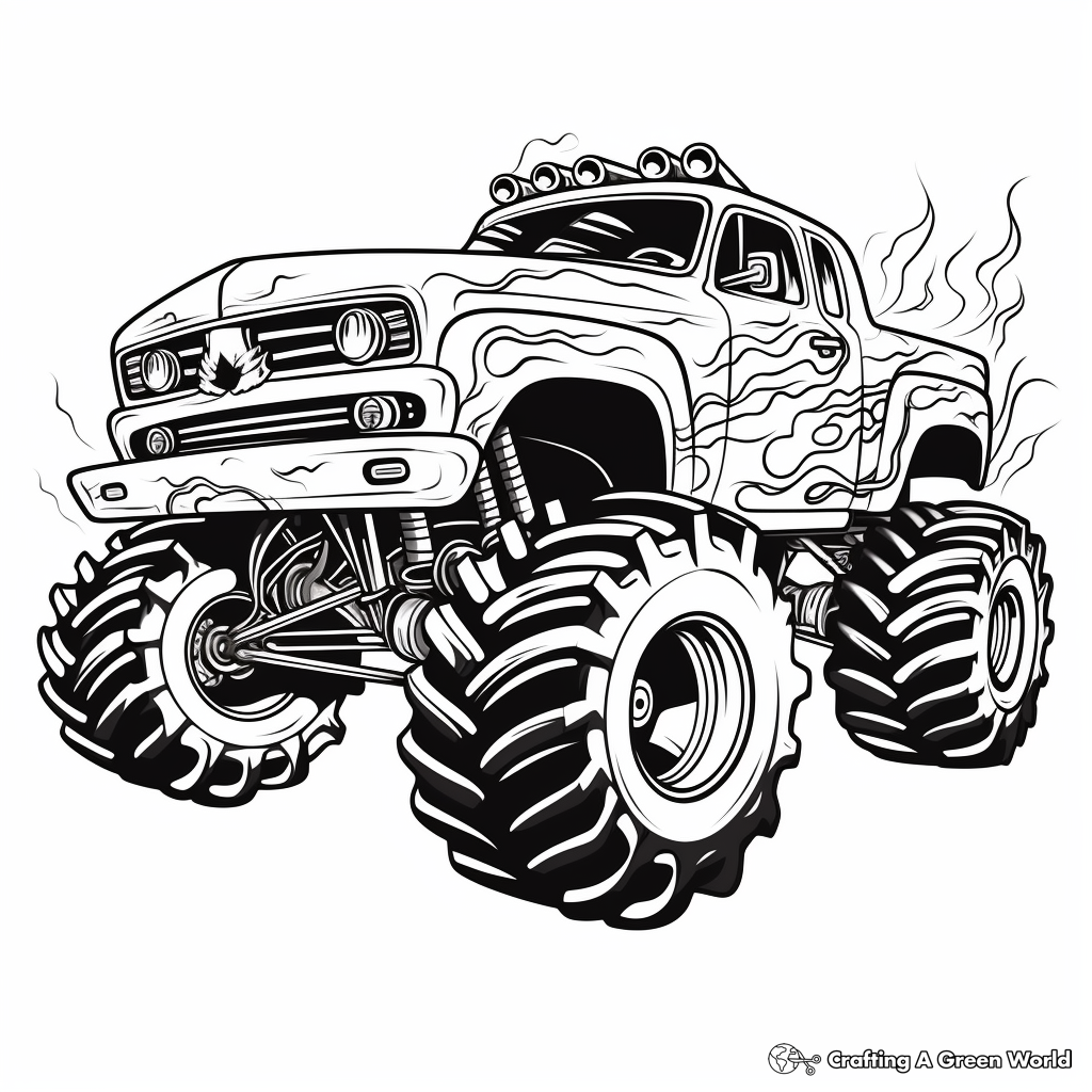 Fiery Hot Wheels Monster Truck Coloring Sheets 1