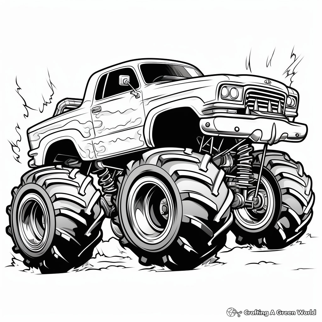 Fiery Hot Wheels Monster Truck Coloring Sheets 3