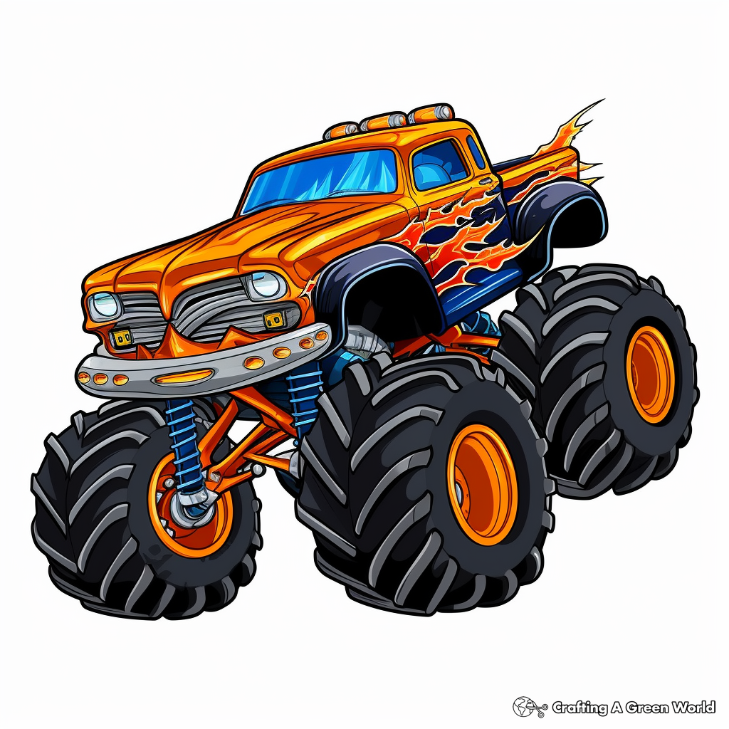 Fiery Hot Wheels Monster Truck Coloring Sheets 4