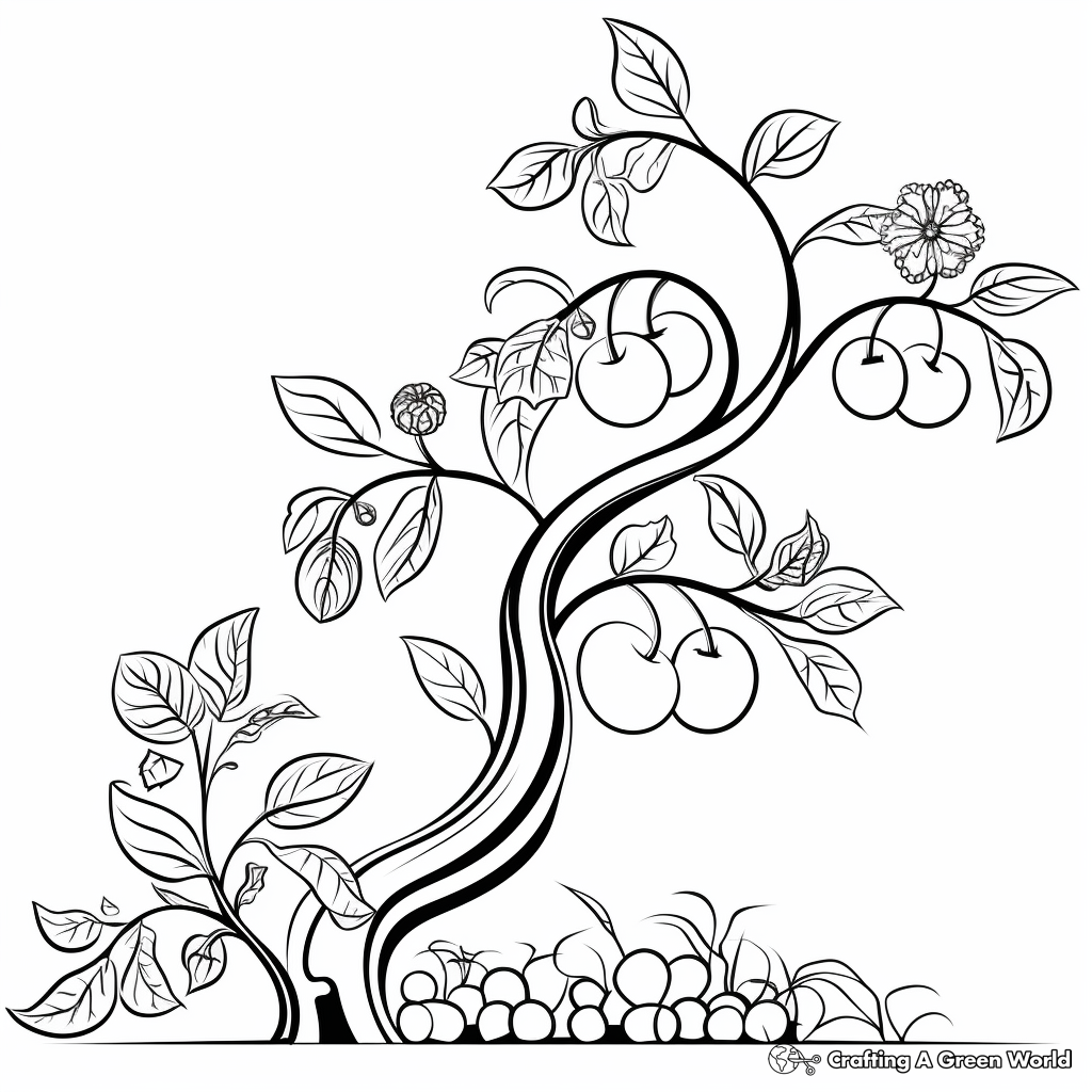 Fig In various Stages: From Blossom to Fruit Coloring Pages 3