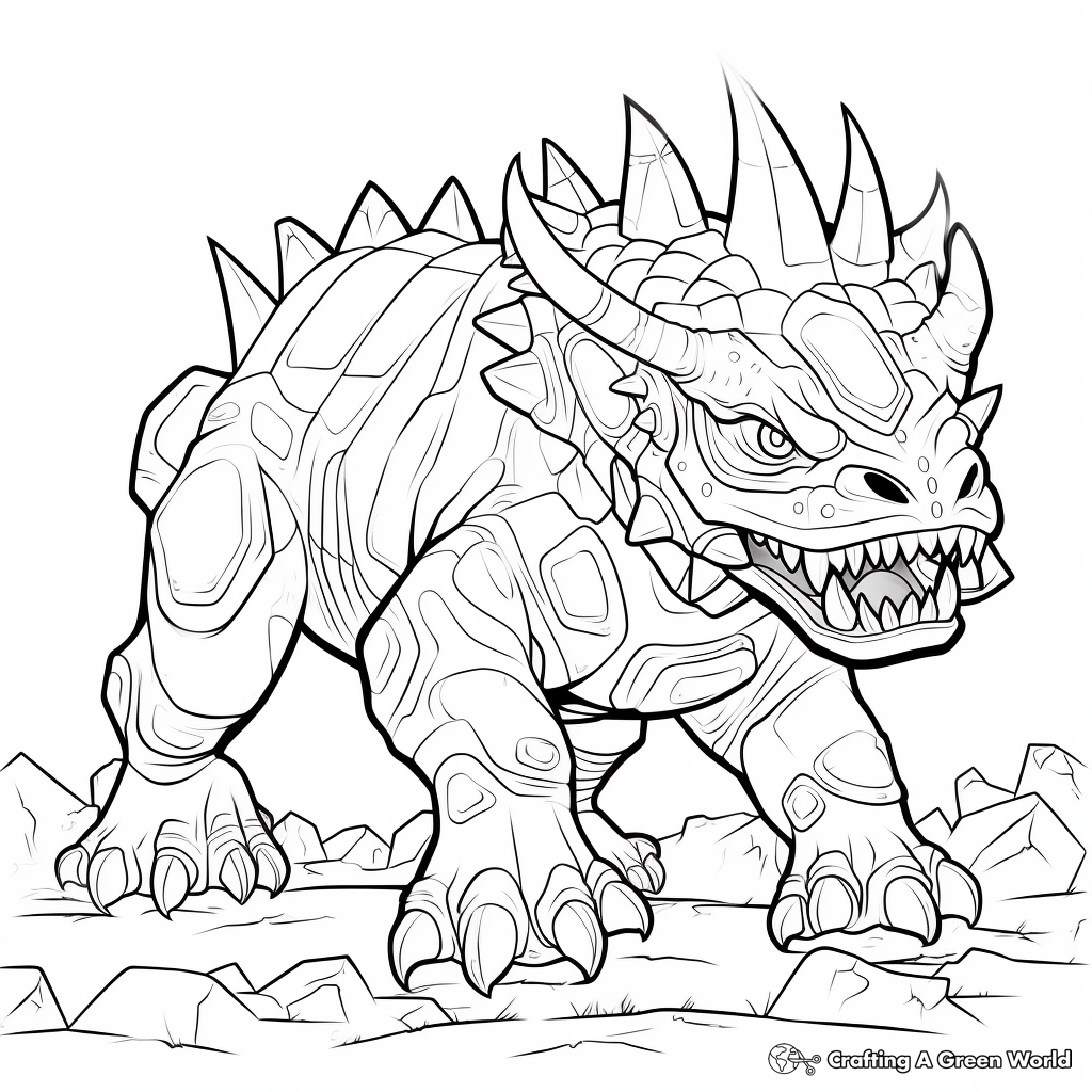 Fighting Triceratops: A Thrilling Coloring Page 1