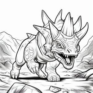 Fighting Triceratops: A Thrilling Coloring Page 2