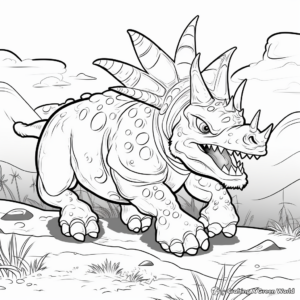 Fighting Triceratops: A Thrilling Coloring Page 3