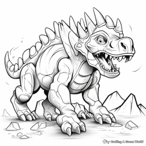 Fighting Triceratops: A Thrilling Coloring Page 4