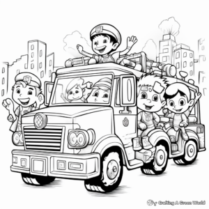 Fire Truck Parade Coloring Page 4