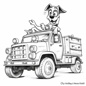 Fire Truck with Dalmatian Coloring Pages 2