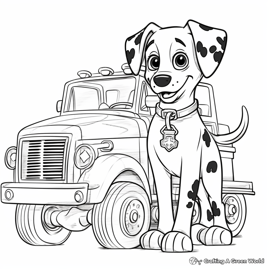 Fire Truck with Dalmatian Coloring Pages 4