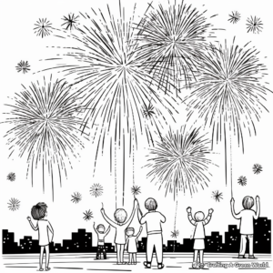 Fireworks Display Coloring Pages: Multiple Types of Fireworks 2