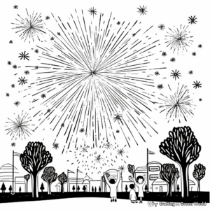 Fireworks Display Coloring Pages: Multiple Types of Fireworks 4