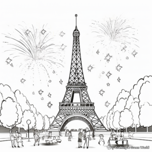 Fireworks Over The Eiffel Tower Coloring Pages 2