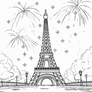 Fireworks Over The Eiffel Tower Coloring Pages 4