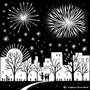 Fireworks Show Coloring Pages for Kids 4