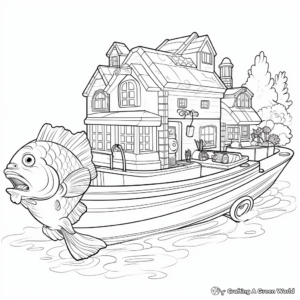 Fish & Ski Pontoon Boat Coloring Pages 2