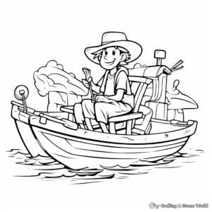 Fisherman on a Fishing Boat Coloring Pages 2