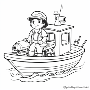 Fisherman on a Fishing Boat Coloring Pages 4