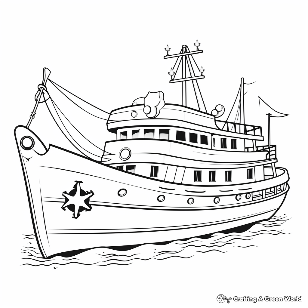 Fishing Boat Coloring Sheets for Children 4