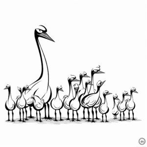 Flamingo Flock Coloring Pages: Group of Flamingos 1