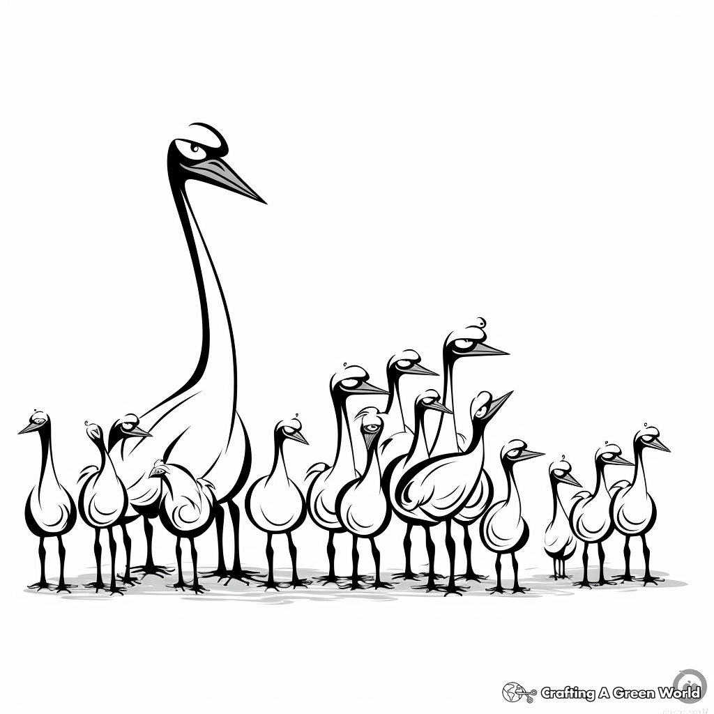 Flamingo Flock Coloring Pages: Group of Flamingos 1