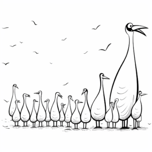 Flamingo Flock Coloring Pages: Group of Flamingos 3