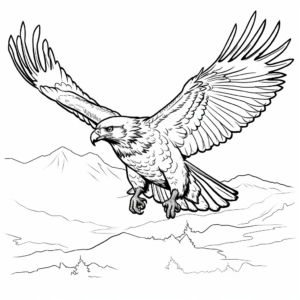 Flight of Golden Eagle Coloring Pages for Kids 3