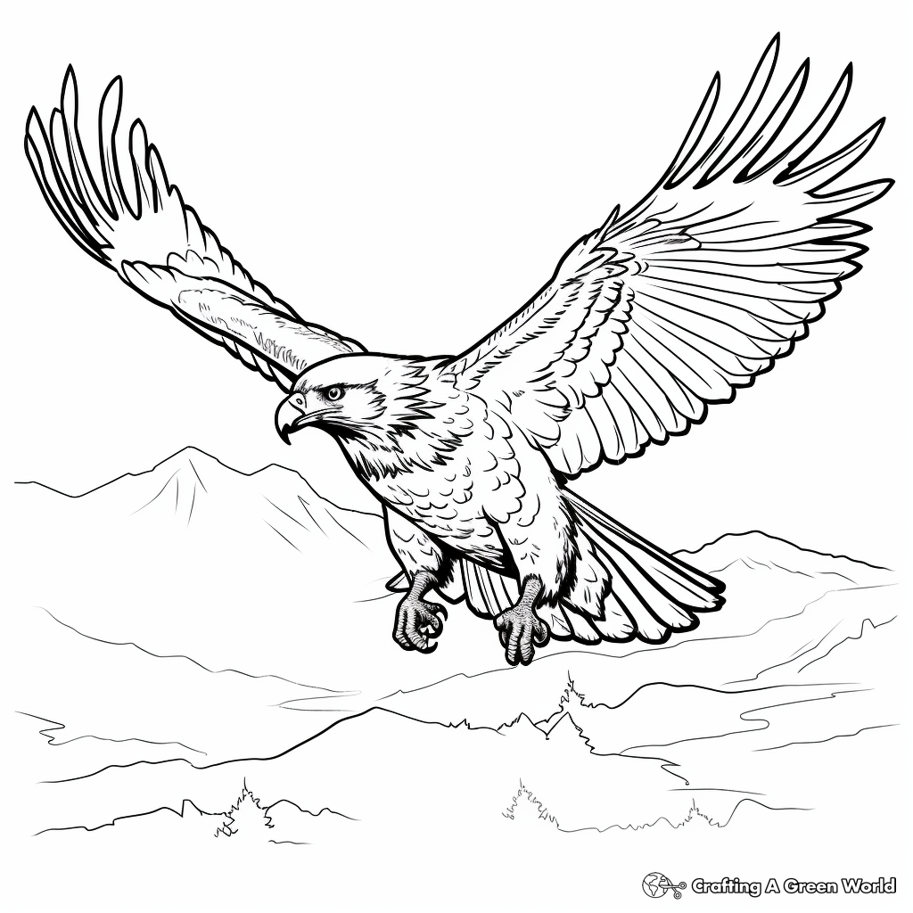Flight of Golden Eagle Coloring Pages for Kids 3