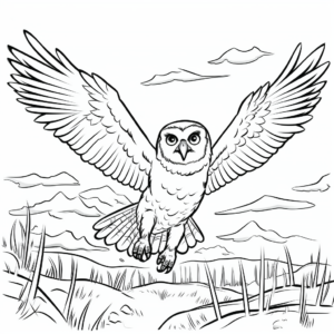 Flight Scene Snowy Owl Coloring Pages 1