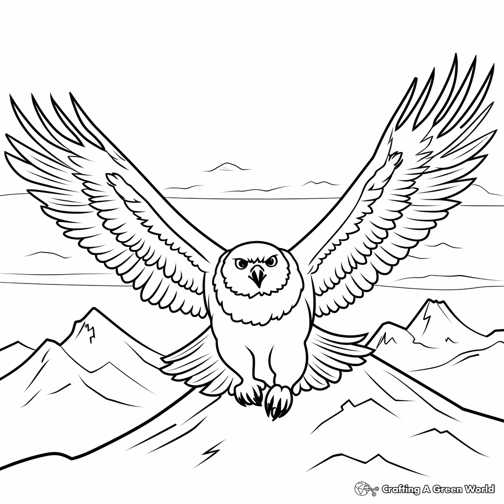 Flight Scene Snowy Owl Coloring Pages 3