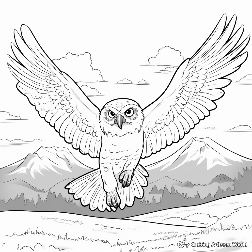 Flight Scene Snowy Owl Coloring Pages 4