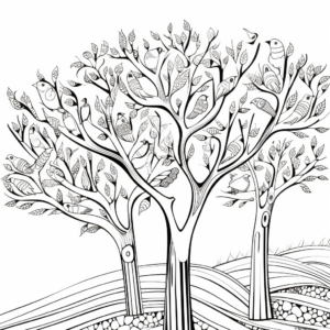 Flock of Cardinals Winter Coloring Pages 2