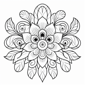 Floral Peacock Mandala Coloring Pages 1