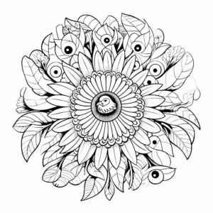 Floral Peacock Mandala Coloring Pages 2