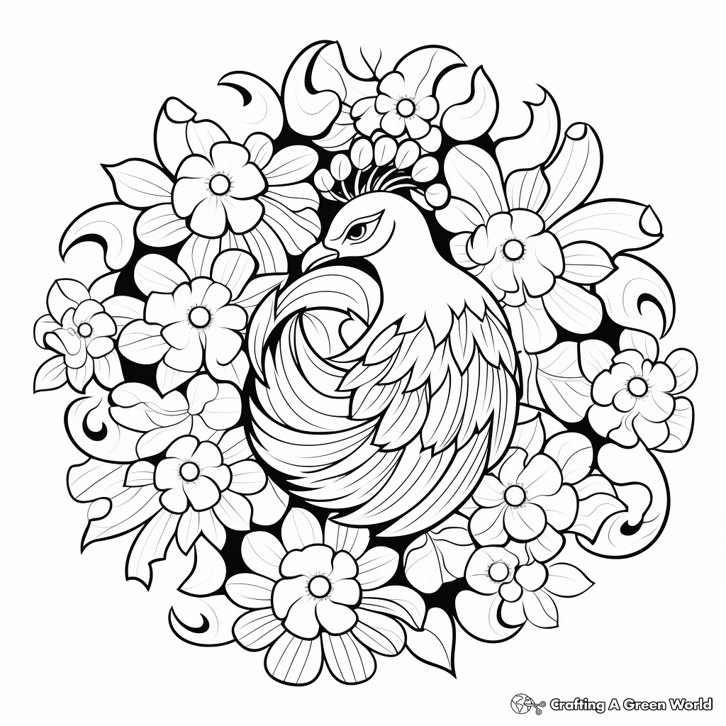 Floral Peacock Mandala Coloring Pages 3