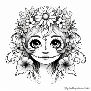 Floral Sugar Skull Coloring Pages for Art Enthusiasts 3