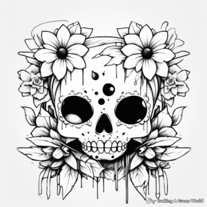 Floral Sugar Skull Coloring Pages for Art Enthusiasts 4