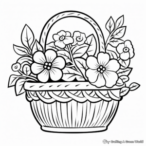 Flower Basket Coloring Pages for Children 1
