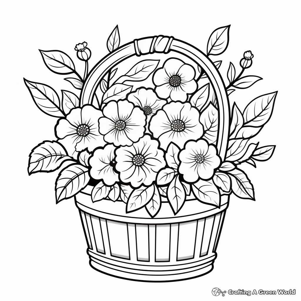 Flower Basket Coloring Pages for Children 4